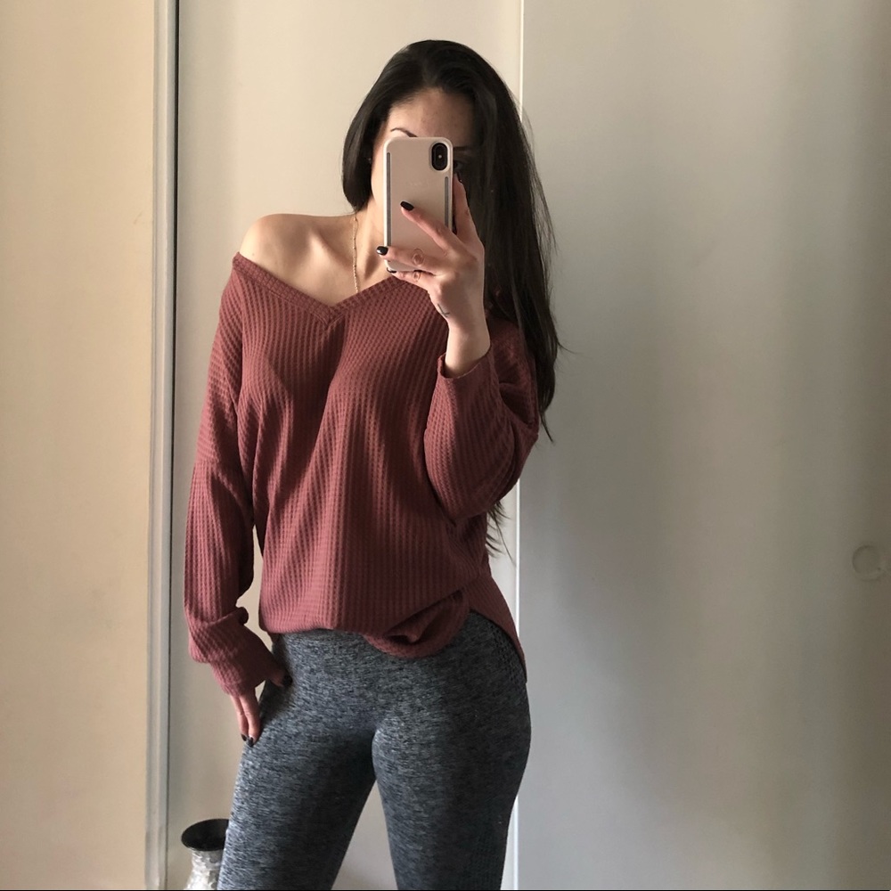 ➖SALE➖ ELLE WAFFLE LS THERMAL KNIT IN AUBURN